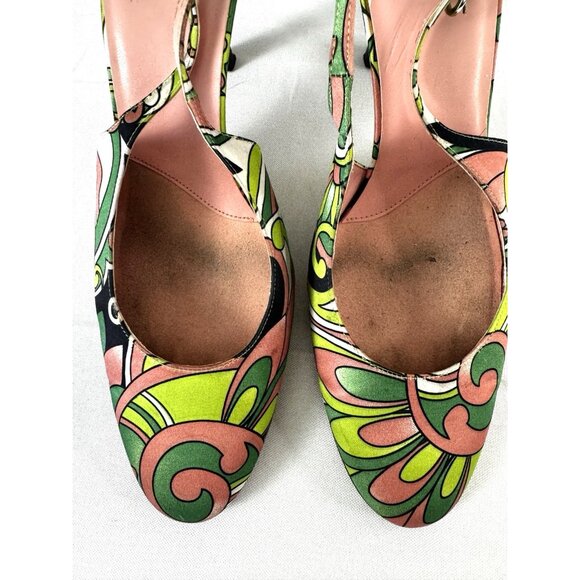 Circa Joan & David Pink-Green Slingback Heels Women’s Size 10M Retro Discocore - Picture 12 of 16